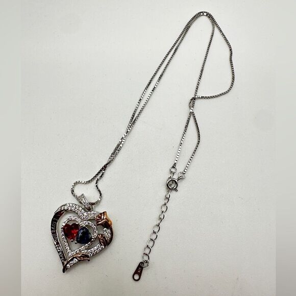 NIB Sterling silver, possibly gold plated, heart necklace with cz diamonds! - Picture 1 of 13